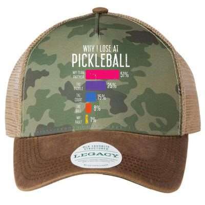 Why I Lose At Pickleball Funny Pickle Ball Legacy Tie Dye Trucker Hat