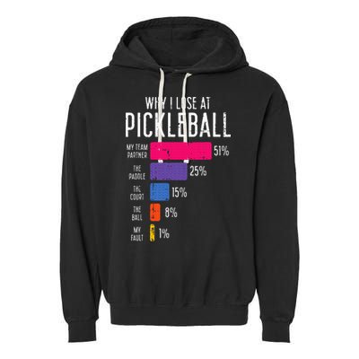 Why I Lose At Pickleball Funny Pickle Ball Garment-Dyed Fleece Hoodie