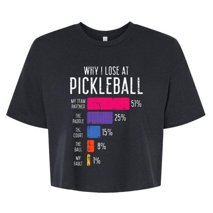 Why I Lose At Pickleball Funny Pickle Ball Bella+Canvas Jersey Crop Tee