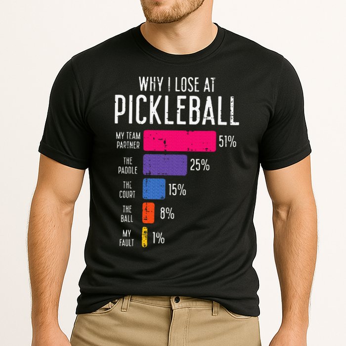 Why I Lose At Pickleball Funny Pickle Ball Performance Shirt