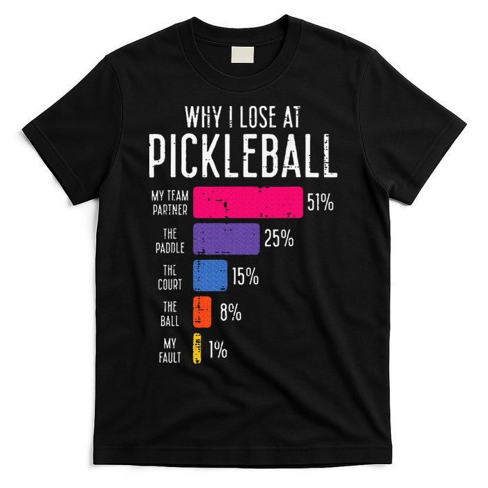 Why I Lose At Pickleball Funny Pickle Ball T-Shirt
