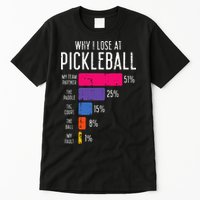 Why I Lose At Pickleball Funny Pickle Ball Tall T-Shirt