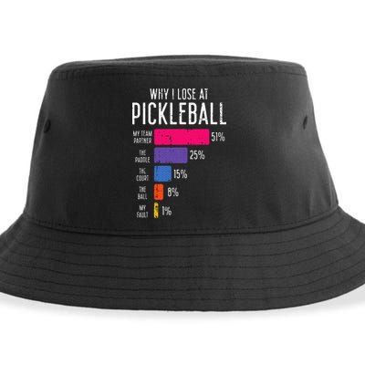 Why I Lose At Pickleball Funny Pickle Ball Sustainable Bucket Hat