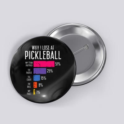Why I Lose At Pickleball Funny Pickle Ball Button