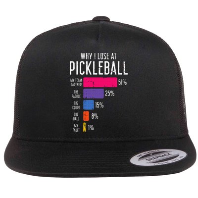 Why I Lose At Pickleball Funny Pickle Ball Flatbill Hat