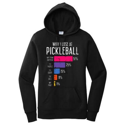 Why I Lose At Pickleball Funny Pickle Ball Women's Pullover Hoodie