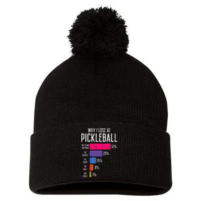 Why I Lose At Pickleball Funny Pickle Ball Pom Pom 12in Knit Beanie