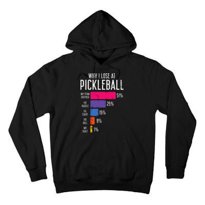 Why I Lose At Pickleball Funny Pickle Ball Tall Hoodie