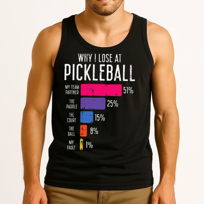 Why I Lose At Pickleball Funny Pickle Ball Tank Top