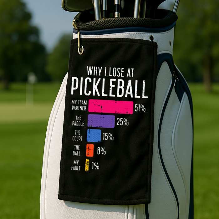 Why I Lose At Pickleball Funny Pickle Ball Golf Towel