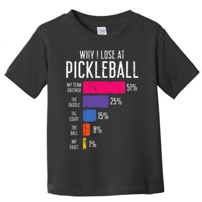 Why I Lose At Pickleball Funny Pickle Ball Toddler T-Shirt
