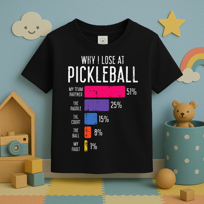 Why I Lose At Pickleball Funny Pickle Ball Toddler T-Shirt