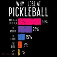 Why I Lose At Pickleball Funny Pickle Ball Cropped Pullover Crew