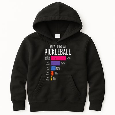 Why I Lose At Pickleball Funny Pickle Ball Kids Hoodie