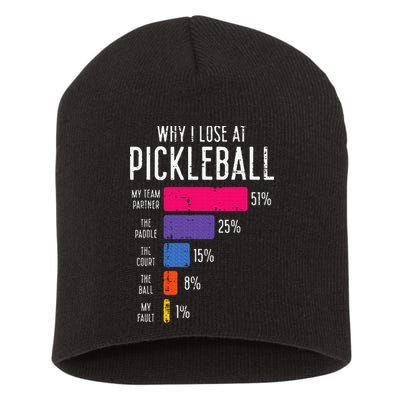Why I Lose At Pickleball Funny Pickle Ball Short Acrylic Beanie