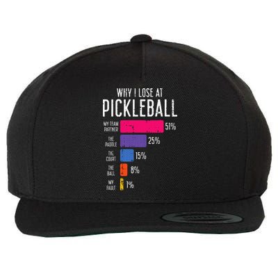 Why I Lose At Pickleball Funny Pickle Ball Wool Snapback Cap