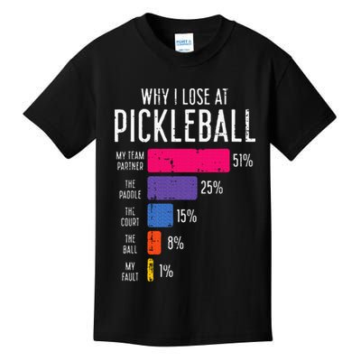 Why I Lose At Pickleball Funny Pickle Ball Kids T-Shirt