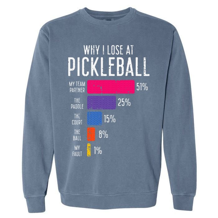 Why I Lose At Pickleball Funny Pickle Ball Garment-Dyed Sweatshirt