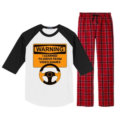 Warning I Learned To Drive From Video Games Steering Wheel Raglan Sleeve Pajama Set