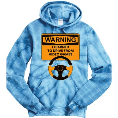 Warning I Learned To Drive From Video Games Steering Wheel Tie Dye Hoodie