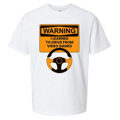 Warning I Learned To Drive From Video Games Steering Wheel Sueded Cloud Jersey T-Shirt