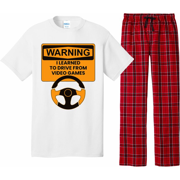 Warning I Learned To Drive From Video Games Steering Wheel Pajama Set