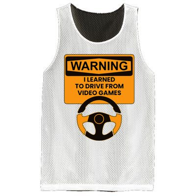 Warning I Learned To Drive From Video Games Steering Wheel Mesh Reversible Basketball Jersey Tank