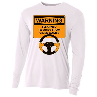 Warning I Learned To Drive From Video Games Steering Wheel Cooling Performance Long Sleeve Crew