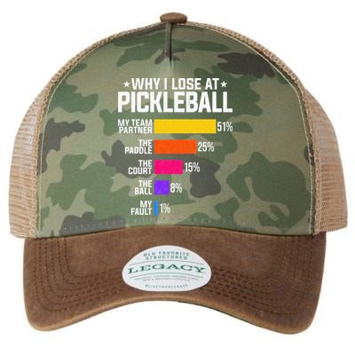 Why I Lose At Pickleball Humor Funny Pickleballers Legacy Tie Dye Trucker Hat