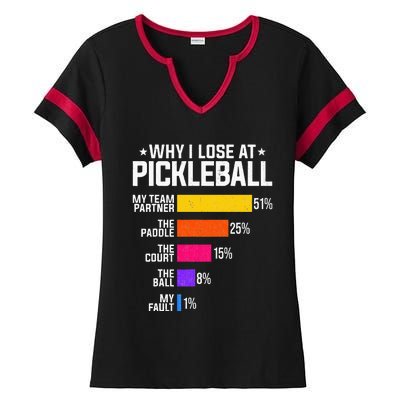 Why I Lose At Pickleball Humor Funny Pickleballers Ladies Halftime Notch Neck Tee