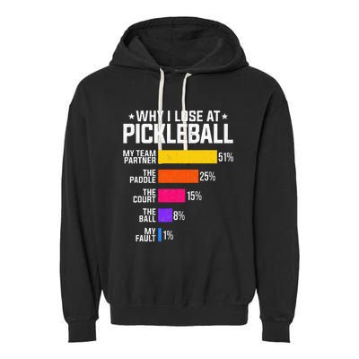 Why I Lose At Pickleball Humor Funny Pickleballers Garment-Dyed Fleece Hoodie