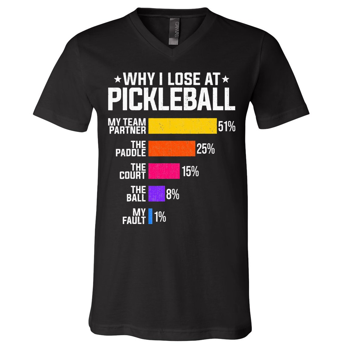 Why I Lose At Pickleball Humor Funny Pickleballers V-Neck T-Shirt