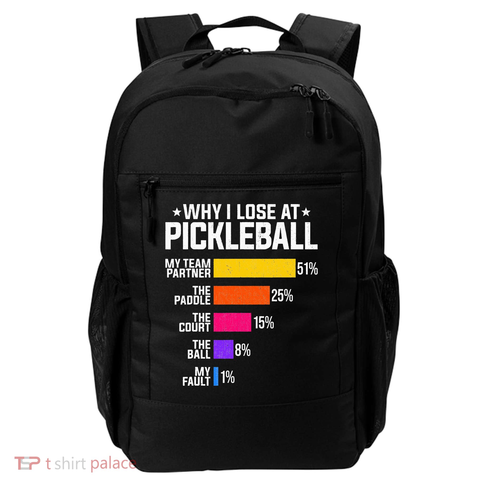 Why I Lose At Pickleball Humor Funny Pickleballers Daily Commute Backpack