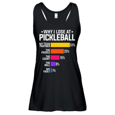 Why I Lose At Pickleball Humor Funny Pickleballers Ladies Essential Flowy Tank