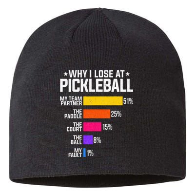 Why I Lose At Pickleball Humor Funny Pickleballers Sustainable Beanie