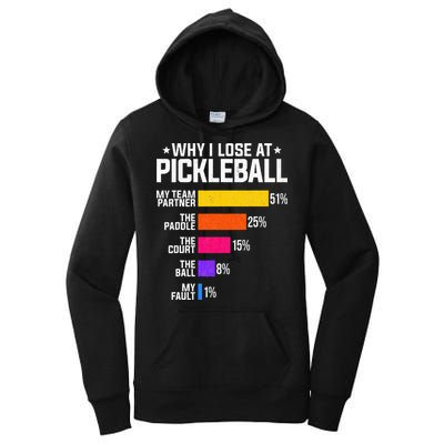 Why I Lose At Pickleball Humor Funny Pickleballers Women's Pullover Hoodie