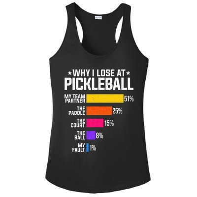 Why I Lose At Pickleball Humor Funny Pickleballers Ladies PosiCharge Competitor Racerback Tank