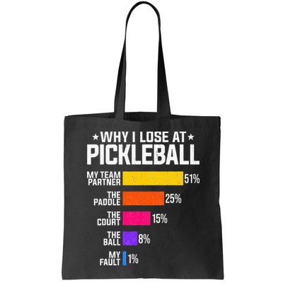Why I Lose At Pickleball Humor Funny Pickleballers Bag