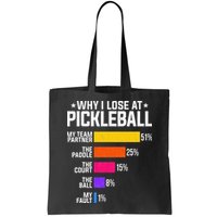 Why I Lose At Pickleball Humor Funny Pickleballers Bag