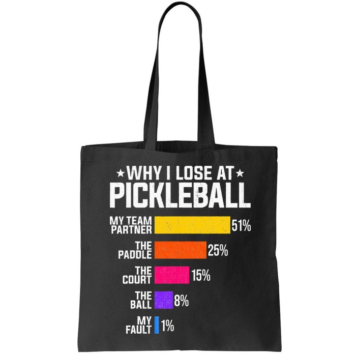 Why I Lose At Pickleball Humor Funny Pickleballers Bag