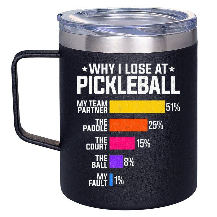 Why I Lose At Pickleball Humor Funny Pickleballers 12oz Stainless Steel Coffee Mug