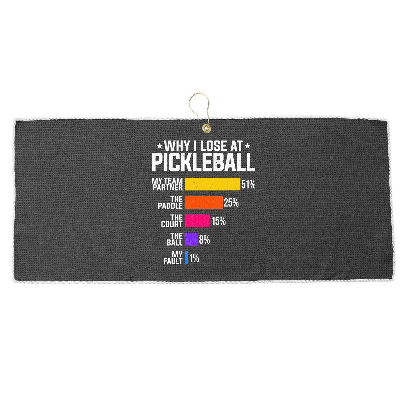 Why I Lose At Pickleball Humor Funny Pickleballers Large Microfiber Waffle Golf Towel