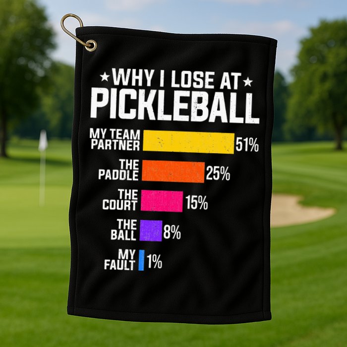 Why I Lose At Pickleball Humor Funny Pickleballers Golf Towel