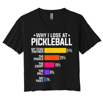 Why I Lose At Pickleball Humor Funny Pickleballers Crop Top