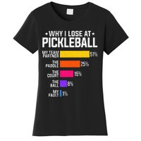 Why I Lose At Pickleball Humor Funny Pickleballers Women's T-Shirt