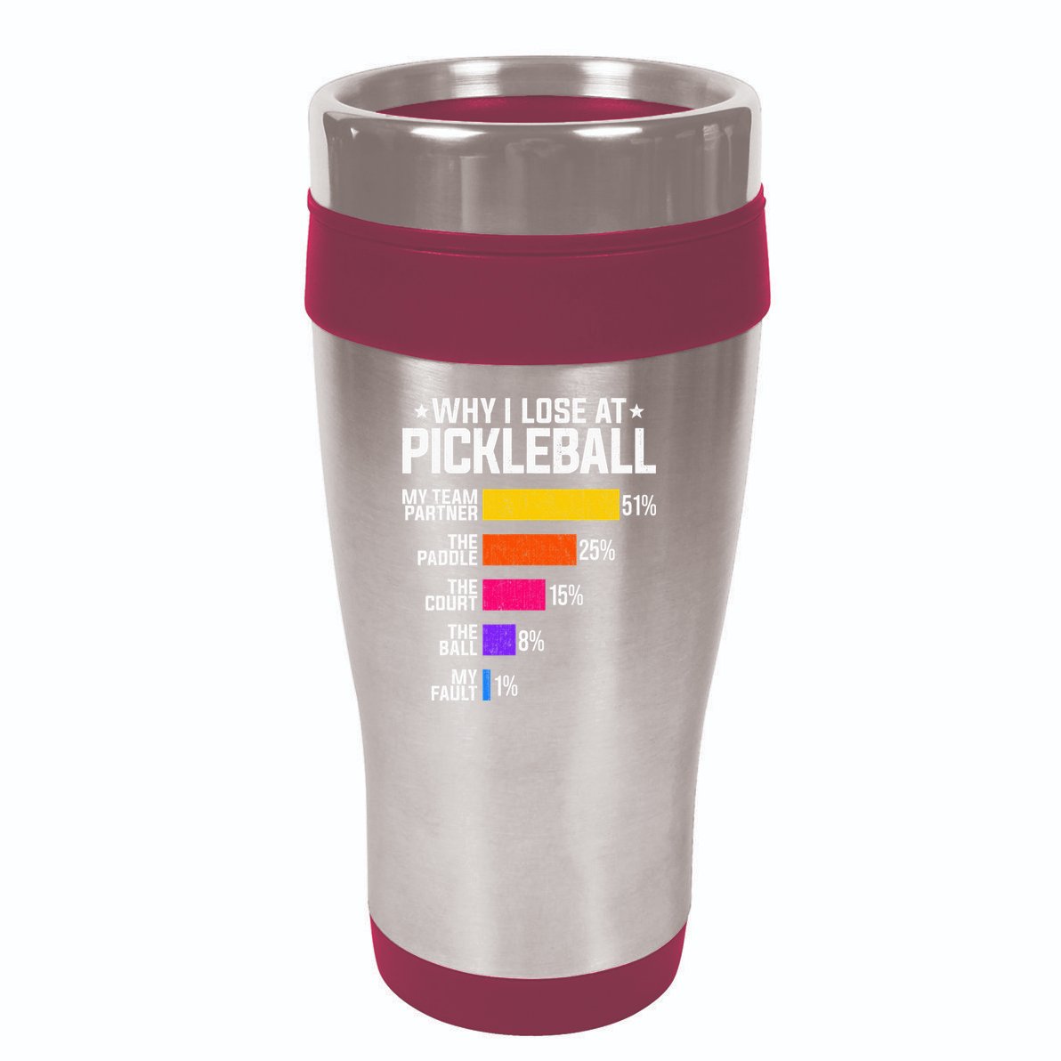 Why I Lose At Pickleball Humor Funny Pickleballers 16oz Travel Tumbler