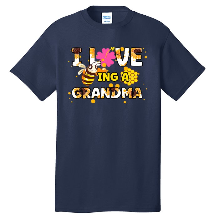 Womens I Love Being A Grandma Sunflower Bee Mother's Day Cute Cool Tall T-Shirt