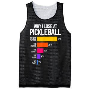 Why I Lose at Pickleball Humor Funny Pickleballers Mesh Reversible Basketball Jersey Tank