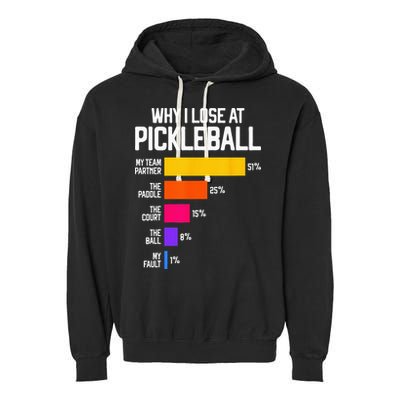 Why I Lose At Pickleball Humor Funny Pickleballers Garment-Dyed Fleece Hoodie
