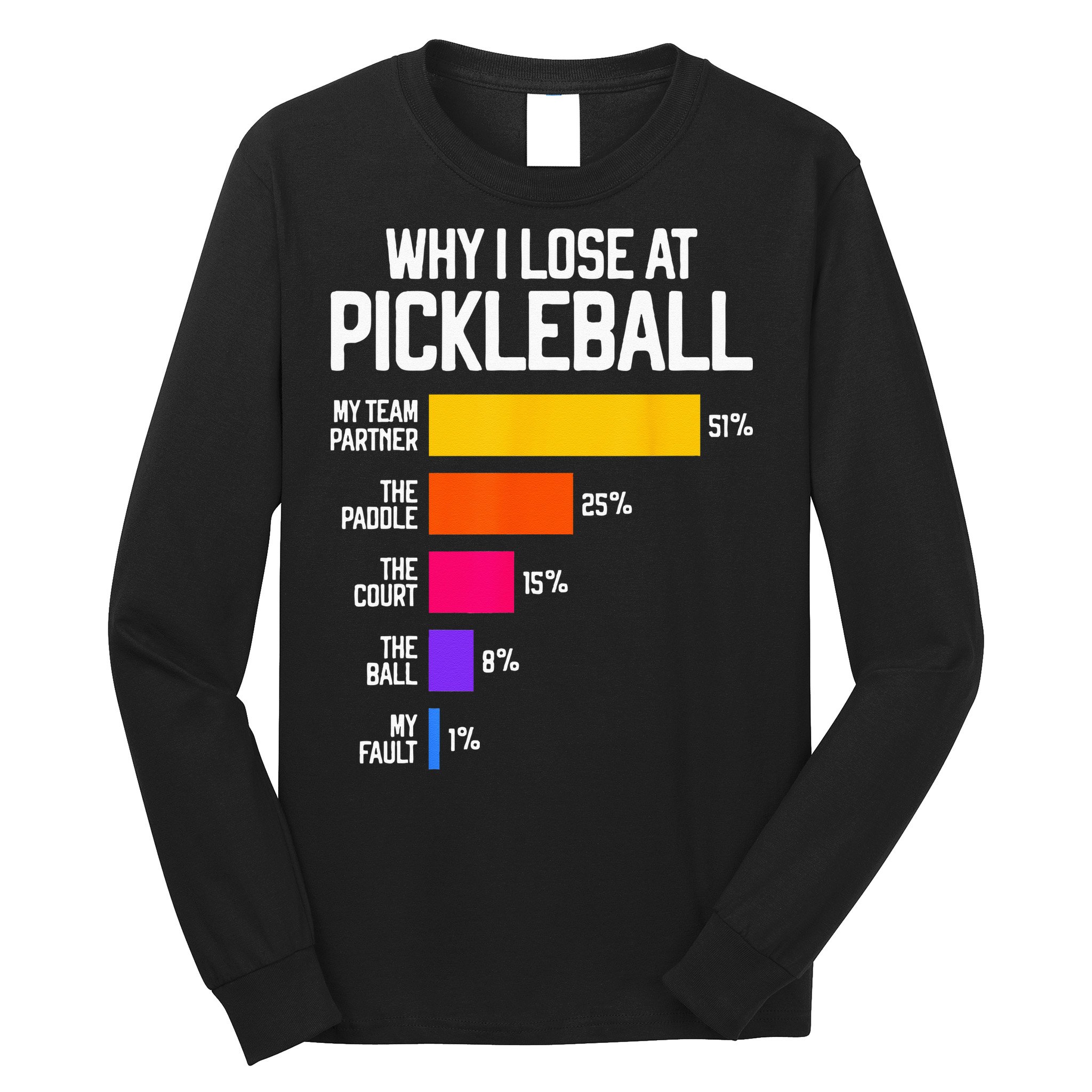Why I Lose At Pickleball Humor Funny Pickleballers Long Sleeve Shirt